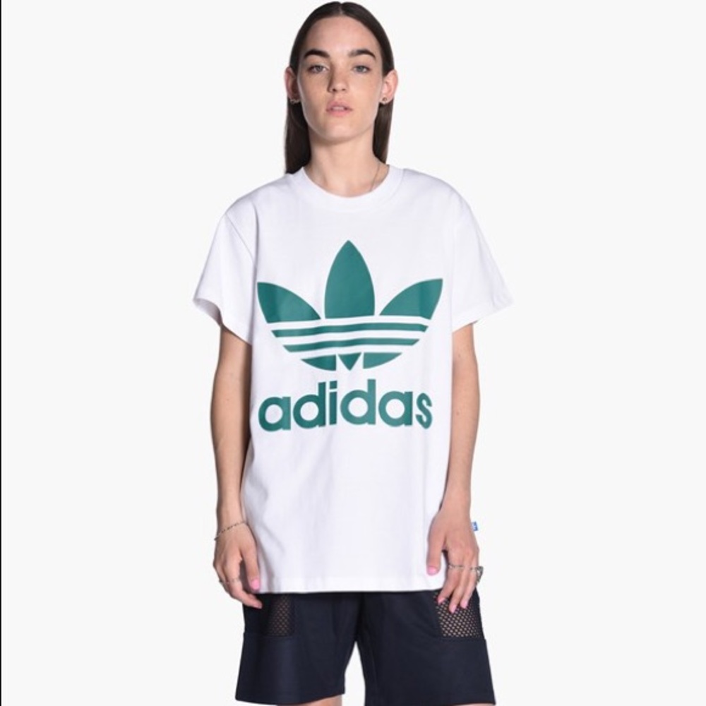 Adidas green logo shirt